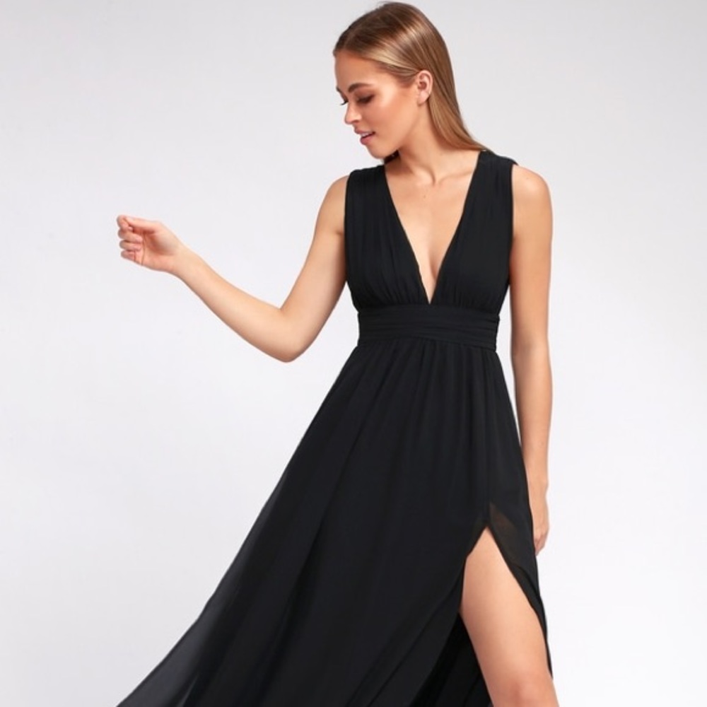 Lulus Heavenly Hues Black Maxi Dress